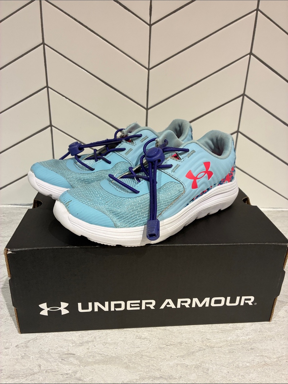 Under Armour Kids' (2) Light Blue Athletic Slip on Sneakers